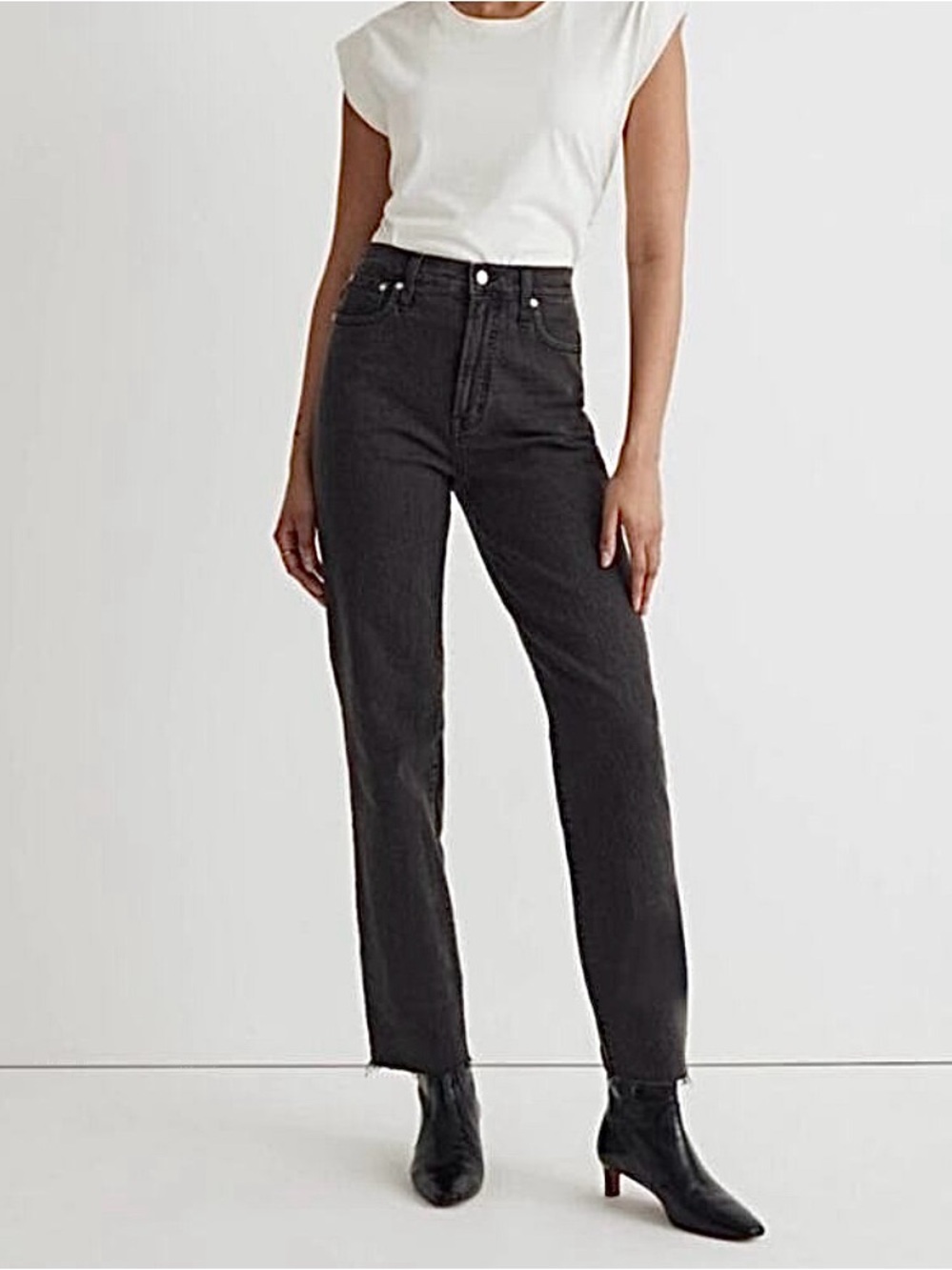 {Madewell} "The Perfect Vintage Straight Jean" Faded Black Lunar High Rise Jeans